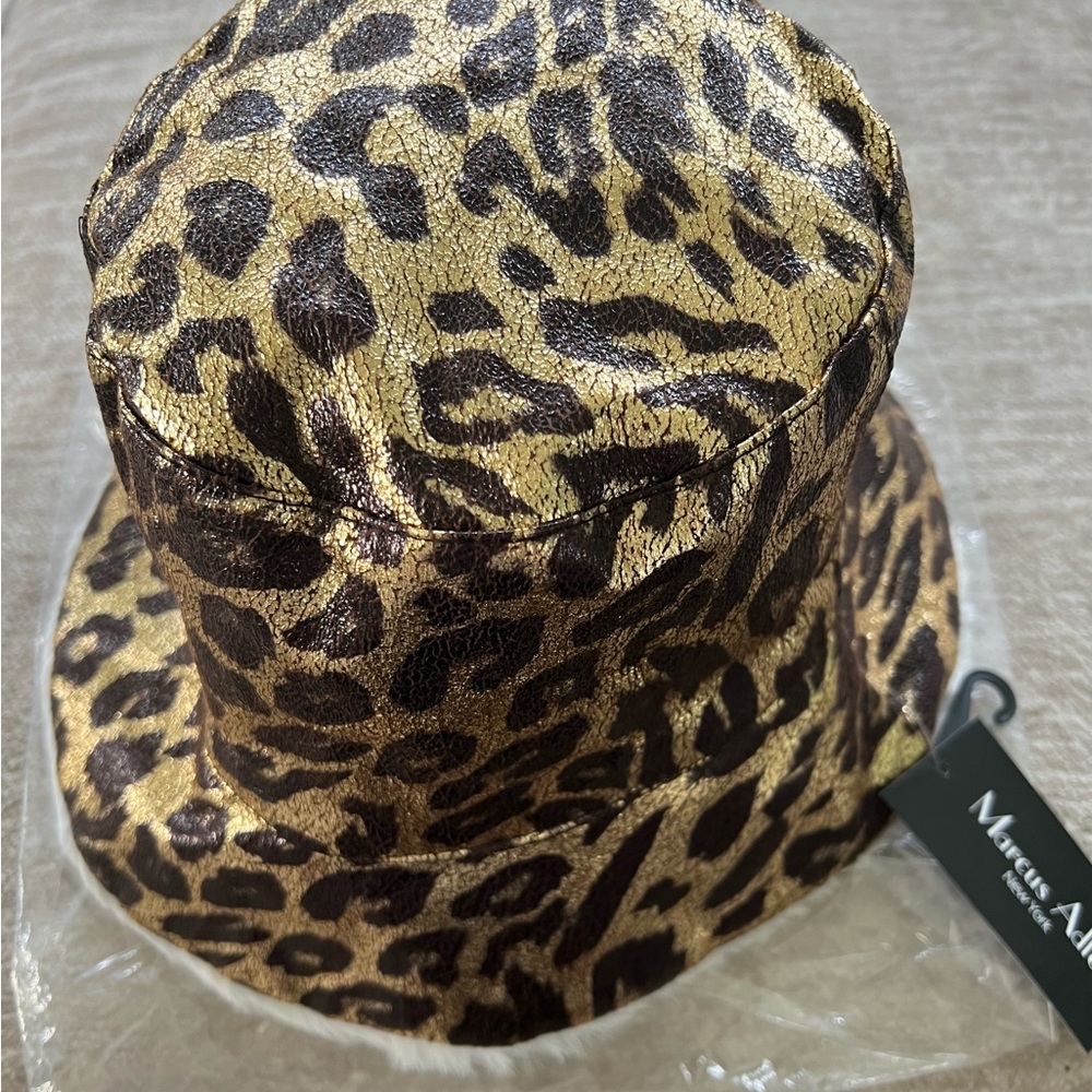 Faux Fur, Marcus Alder, bucket hat, leopard print. NWT